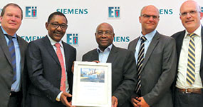 Andre Soergel (Siemens), Sydney Mabalayo (Eii), Peter Kgame (Eii), Jost Kerscher (Siemens), Giovanni Cattani (Siemens).
